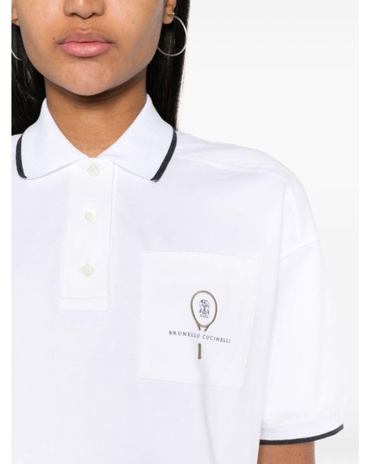 Brunello Cucinelli Cropped Poloshirt in het White