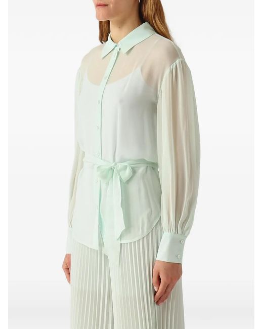 Twinset Green Sheer Self-Tie Blouse
