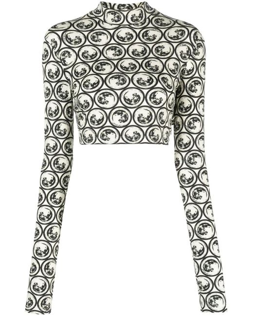 Off-White c/o Virgil Abloh Black Moon-Print Cropped Top