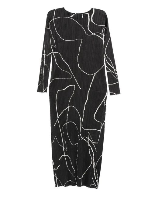 Pleats Please Issey Miyake Black Pleated Long Dress