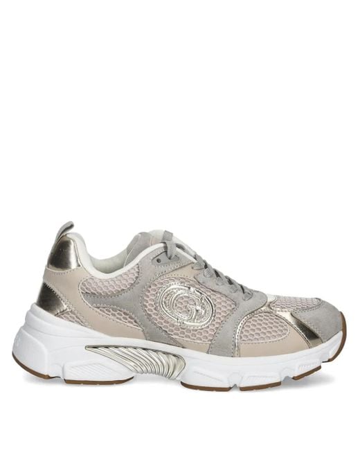 Guess White Logo-Appliqué Low-Top Sneakers