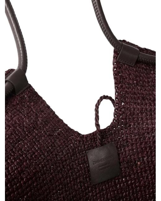 Zimmermann Brown Ruffle-Trimmed Woven Tote Bag