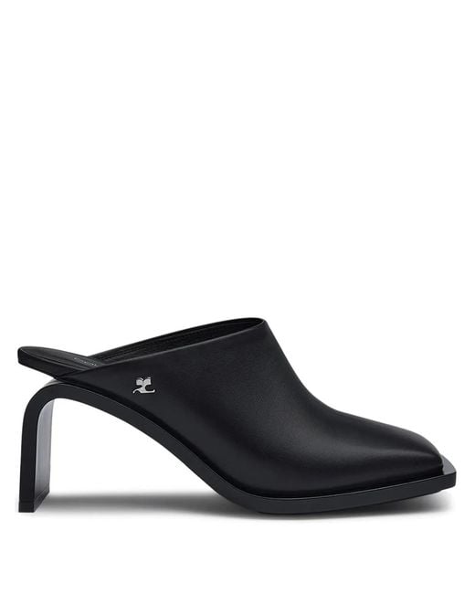 Courreges Black Stream 75Mm Leather Mules