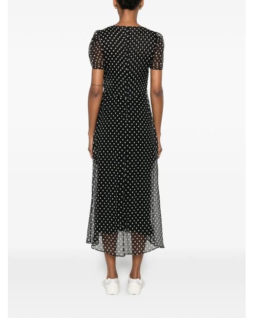 N°21 Black Polka-Dot Ruffled Midi Dress