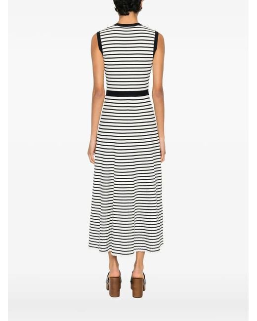 Maje White Striped Knit Maxi Dress