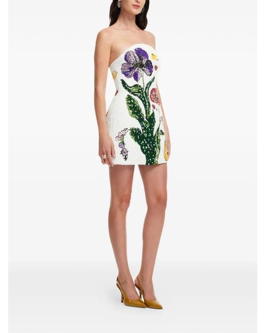 LEO LIN Robe Bustier Fleurs in White | Lyst LEO LIN Robe Bustier Fleurs in White | Lyst