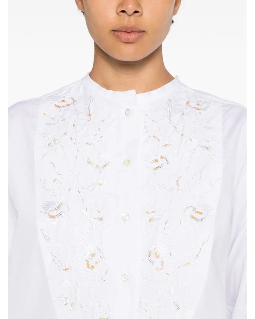 HIPPY REALISTI White Embroidered-Bib Shirt