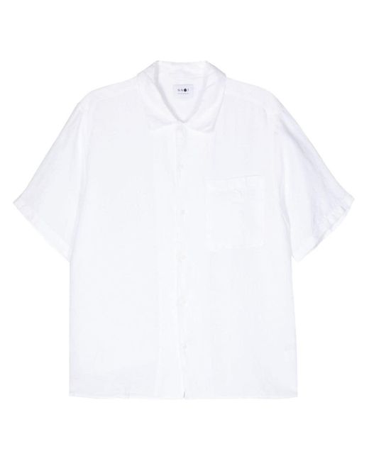 NN07 White Julio Short-sleeve Linen Shirt for men