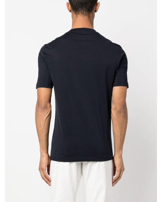 Brunello Cucinelli Black Embroidered-logo Cotton T-shirt for men