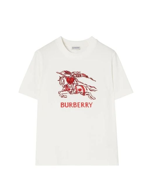 Burberry White Heart Knight Cotton T-Shirt