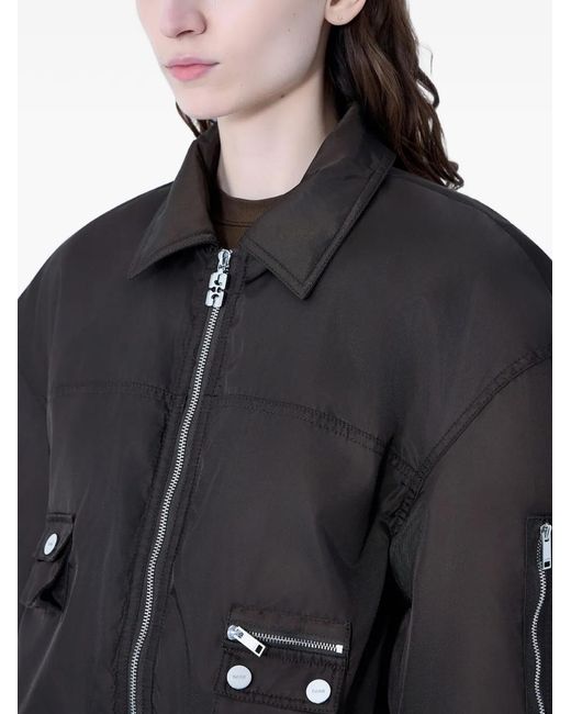 Ganni Black Ruffled Multiple Pockets Jacket