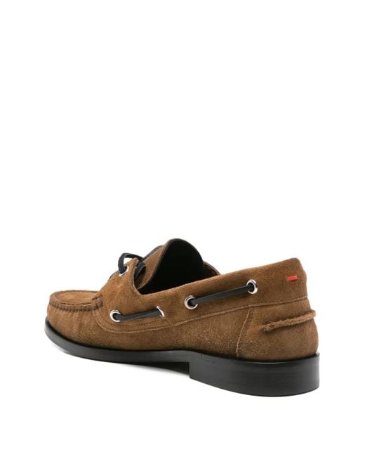 Aeyde Brown Suede Lace-Up Boat Shoes