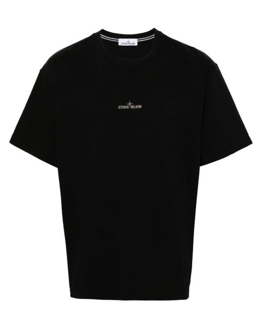 Stone Island T-Shirt mit Kompass-Applikation in Black für Herren