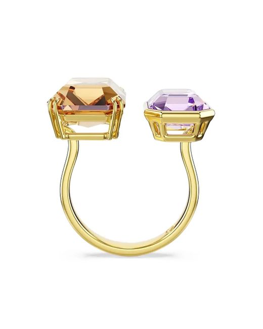 Swarovski Millenia Smaragd Geslepen Open Ring Met Edelsteen in het Metallic
