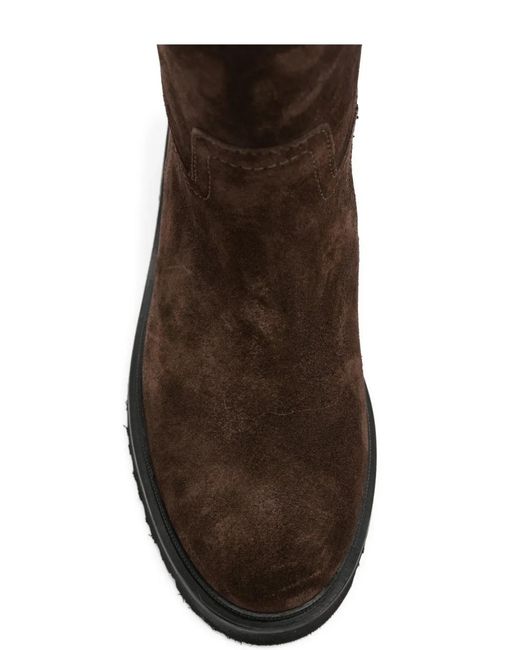 ADRIANNA FERETTI Brown Buckle-Detail Suede Boots