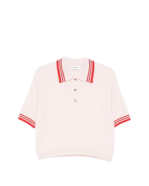 Soft Goat Pink Striped Polo Top