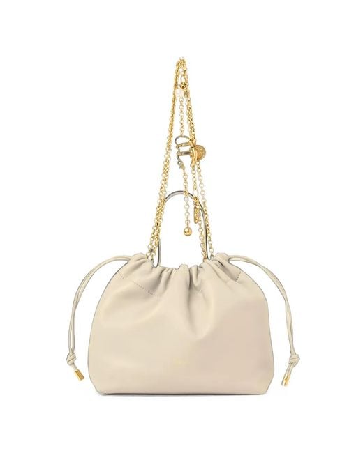 Bolso Bombonera Con Cordones Chloé de color Natural