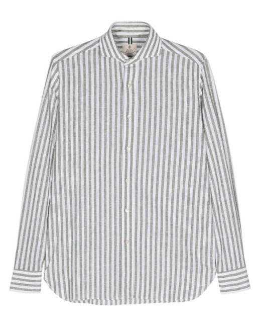 Luigi Borrelli Napoli Gray Long-sleeve Striped Shirt for men