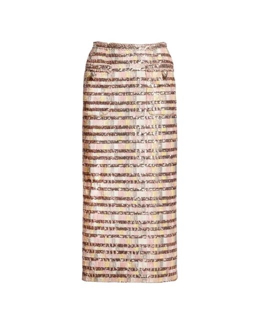 Elie Saab White Sequin-Embellished Midi Skirt