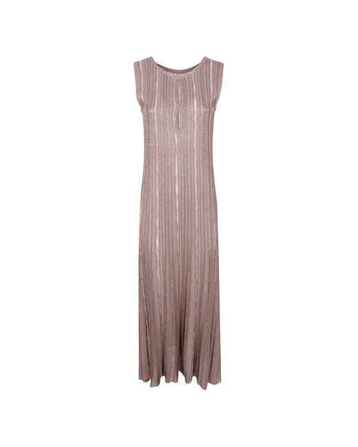 D.exterior Brown Sequin Striped Dress