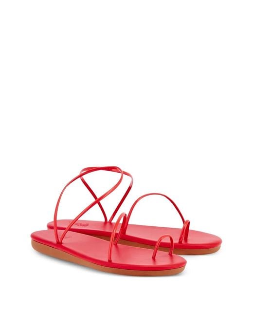 Ancient Greek Sandals Red Kansiz Strap Sandals