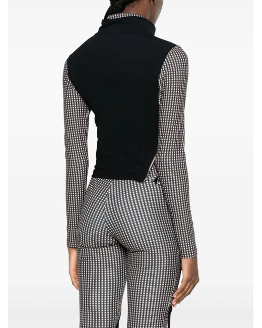 OTTOLINGER Black Layered Checked High-Neck Top