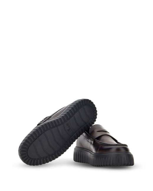 Hogan Black H-stripe rigged-sole Loafers for men