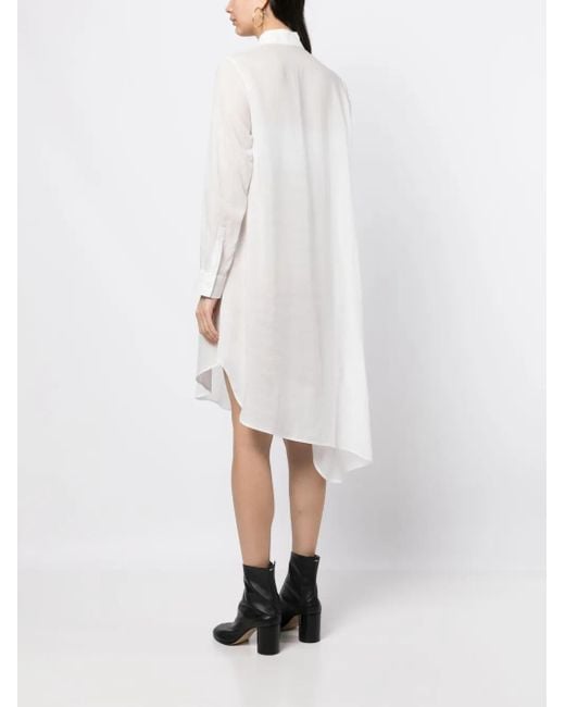 Yohji Yamamoto White Draped-Detail Asymmetric Dress