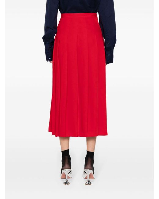 Polo Ralph Lauren Red Pleated Midi Skirt