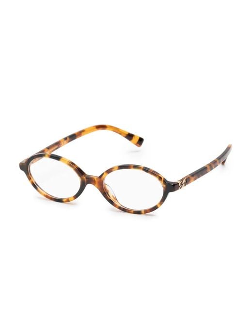 Miu Miu Natural Tortoiseshell Oval-Frame Glasses