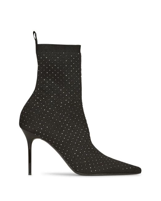 Balmain Black Feminine Crystal-Embellished Boots For Fall 2024