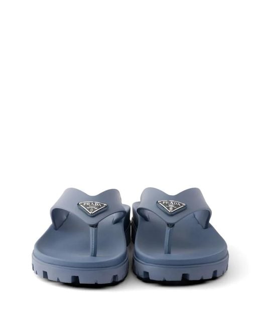 Prada Blue Rubber Thong Sandals for men