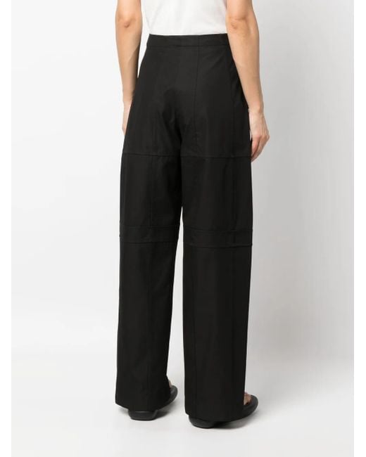 Jil Sander Black Panelled Straight-Leg Cut Trousers