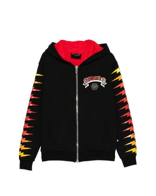 Philipp Plein Black Sequin-Embellished Graphic-Print Hoodie for men