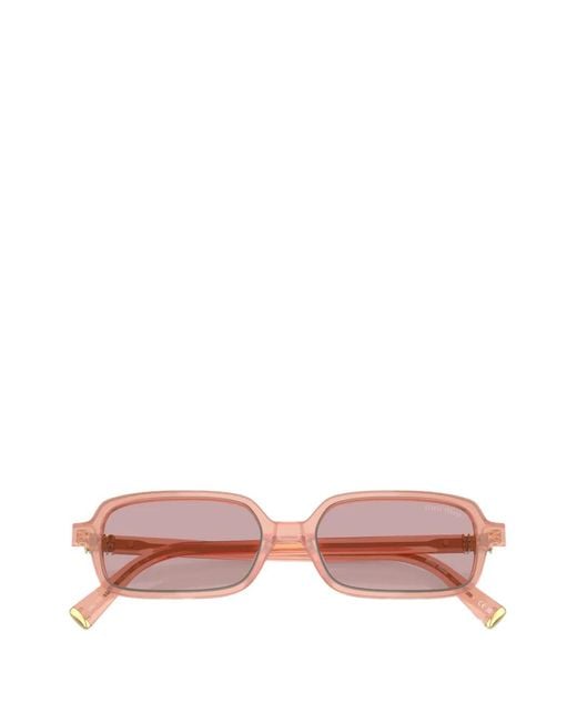 Miu Miu Pink Rectangle-Frame Sunglasses