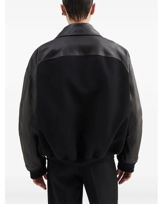 Jil Sander Black Panelled Leather Jacket for men