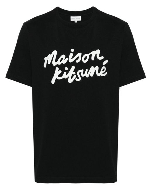 メンズ Maison Kitsuné ロゴ Tシャツ Black