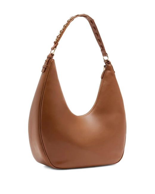 Liu Jo Brown Large Chain-Embellished Zip Shoulder Bag