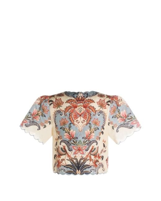 Farm Rio White Blouse À Fleurs