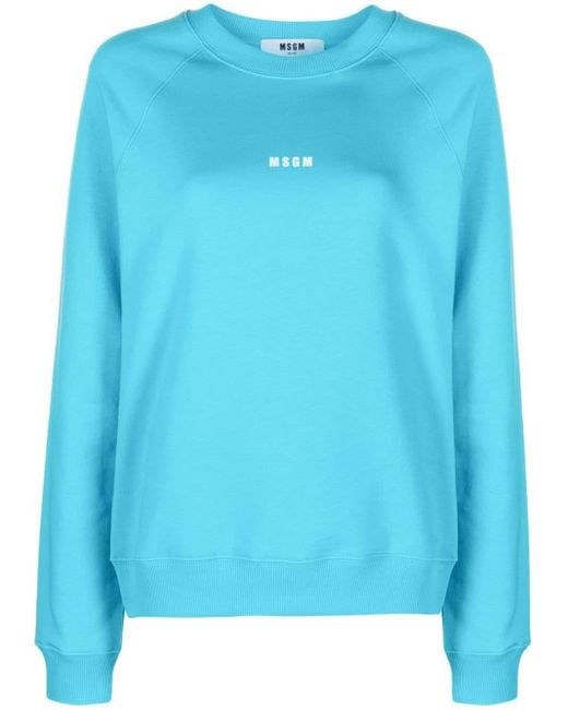 MSGM Blue Logo-print Cotton Sweatshirt