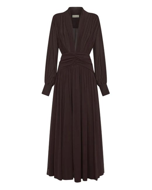 Nicholas Purple Jocelyn V-Neck Gathered Maxi Dress
