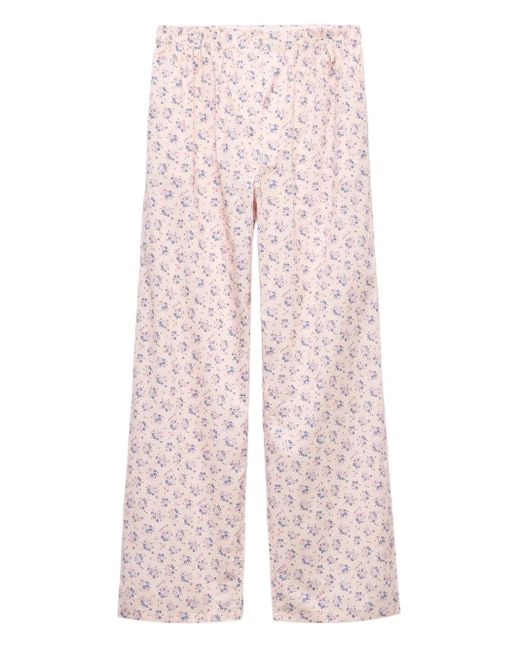 Prada Pink Hose Mit Blumen-Print