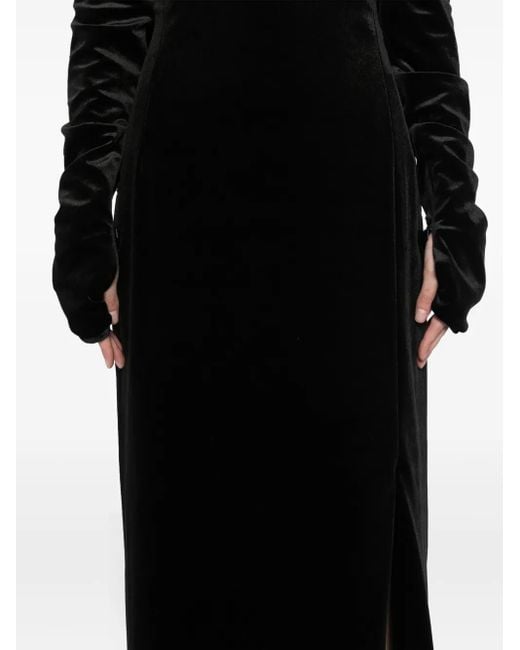 Saiid Kobeisy Black Velvet Long Fitted Dress