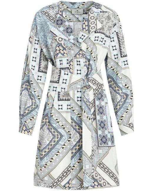 Etro Blue Patchowrk Cotton Chemisier