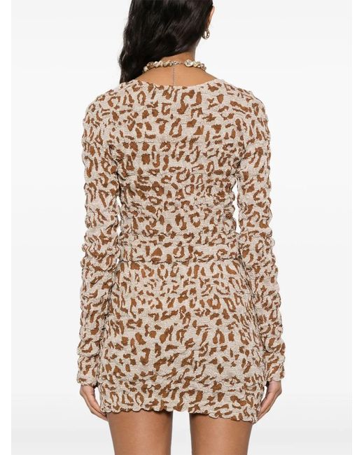 Nanushka Natural Graphic-Print Cropped Top