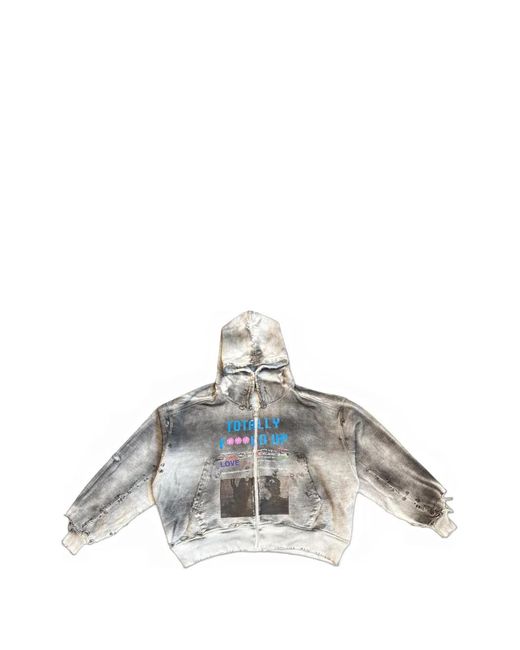 Astrum Metallic Tfu Distressed Graphic-Print Hoodie for men