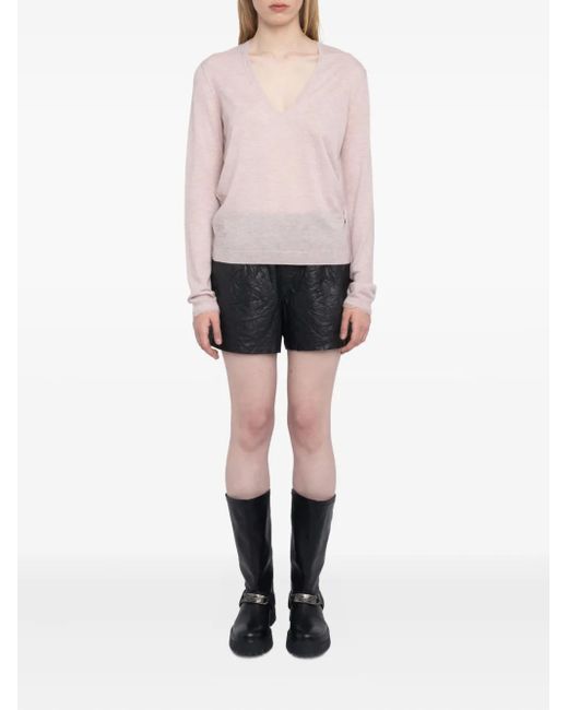 Zadig & Voltaire Pink V-Neck Knitted Jumper