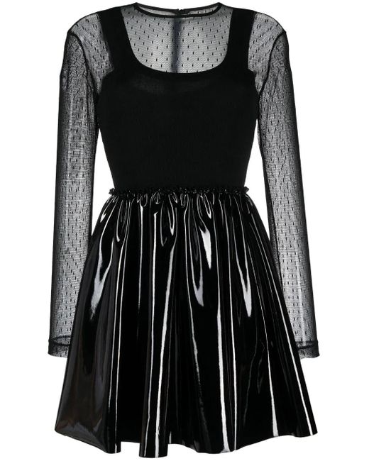 RED Valentino Black High-Shine Panel Detail Dress