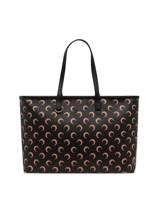 MARINE SERRE Black Moon Canvas Tote Bag