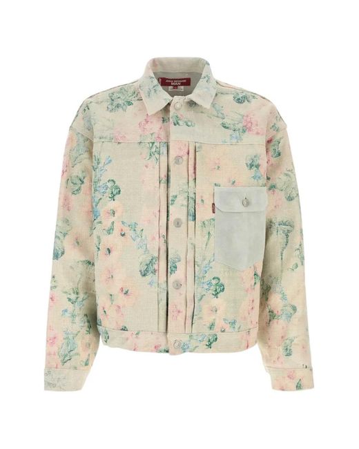 Junya Watanabe White Floral-Print Embroidered Jacket for men